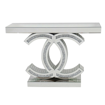 Consola de vidrio CHANTI 120×35×80 cm – espejada, transparente, con cristales