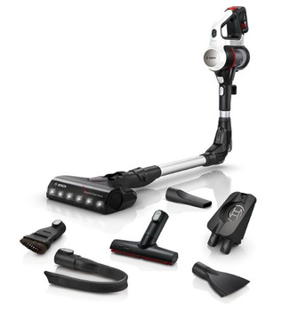 Stojanový vysavač Bosch Unlimited 7 BBS711W - výkonný bezsáčkový vysavač s parkovací funkcí, napájením na všechny baterie a elektrickým kartáčem LED - ideální pro domácnost a bydlení