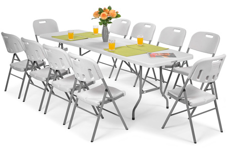 Klappbarer Cateringtisch, Länge 240 cm – weiß