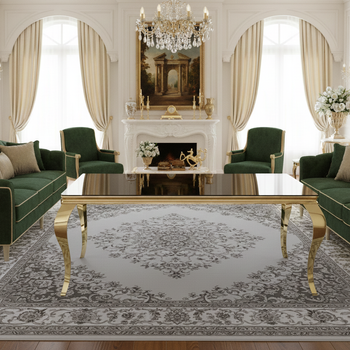 Valentino étkezőasztal - Modern és elegáns asztal rozsdamentes acélból és edzett üvegből