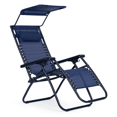 Beach Garden Lounger | Adjustable backrest with movable canopy for patio or balcony Beige/Grey/Blue | Garden furniture, relaxation, modern style