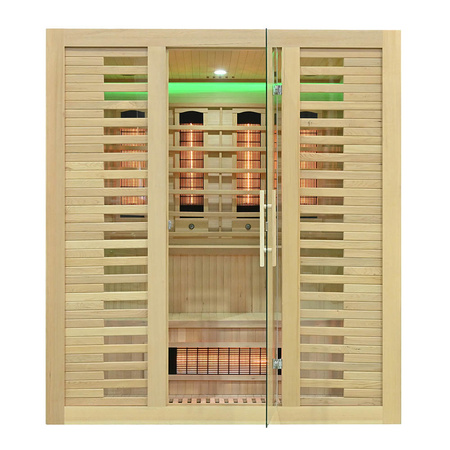 MO-RL4S XL Sauna de infrarrojos con piedra de sal | Wellness | Relax | SPA | Madera Natural | Madera Termotratada