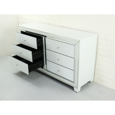  XANDRE Dulap interior din sticlă 6 sertare - sticlă + MDF - 130 × 75 × 40 cm