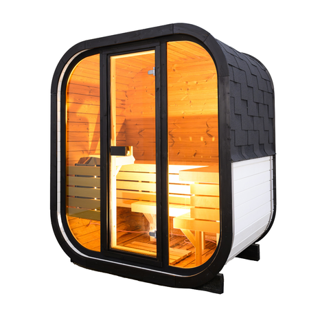 Outdoor sauna AMORA for 2–3 people / Electric heating only / Spruce and Thermowood construction | Wellness | Relax | SPA | Natural Wood | Premium Thermowood