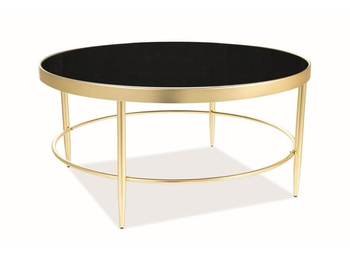 Mesa de centro de lujo dorada y negra / vidrio endurecido Mystic