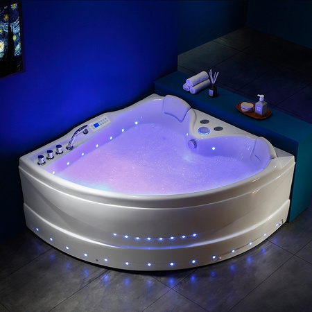 WHIRLPOOL-BADEWANNE MIT HYDROMASSAGE & HEIZUNG ROMA 764 LINKS • 45 DÜSEN 150×150