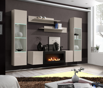 Chimenea biológica integrada en muebles. Chimenea moderna con mueble de TV CC FY M3