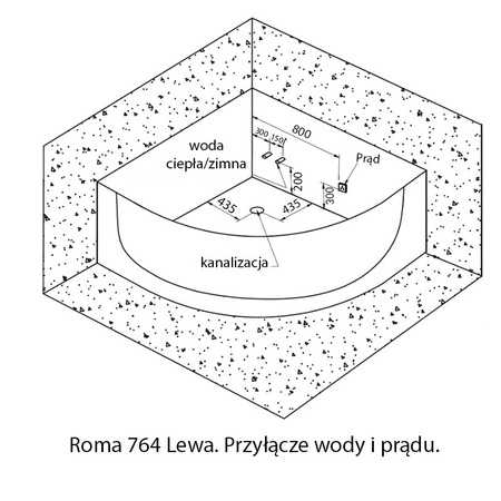 VÍRIVÁ VAŇA S HYDROMASÁŽOU A OHRIEVAČOM ROMA 764 ľavá • BIELA • 45 TRYSIEK 150×150