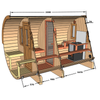Sauna a botte da esterno 330 con terrazza per 4 persone / Stufa elettrica o a legna Harvia / Abete rosso scandinavo di alta qualità (Thermowood)