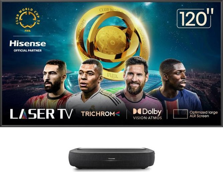 Hisense Laser TV 120 tommer 120L9HA Ultra HD 4K, Dolby Atmos, Smart TV, HDR-teknologi, ALR-skærm - Overlegen billed- og lydkvalitet