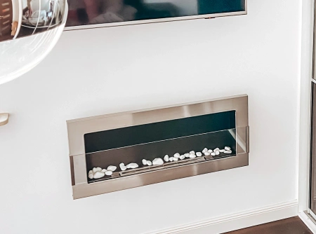 Pakabinamas biožidinys "Inox" su stiklu 900x400 - nerūdijantis plienas, modernus dizainas