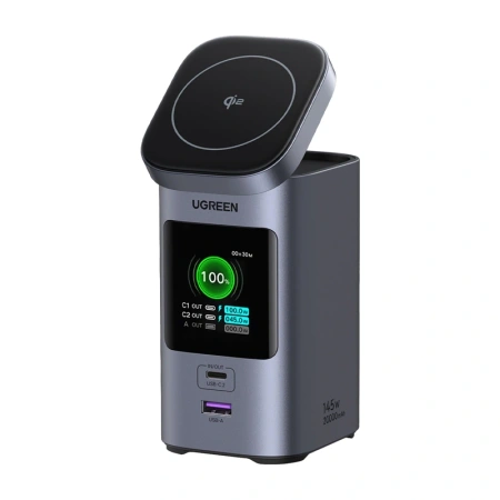 Ładowarka indukcyjna 2w1 / Powerbank Ugreen Nexode 20000mAh, 145W, Qi2, 2x USB-C, USB