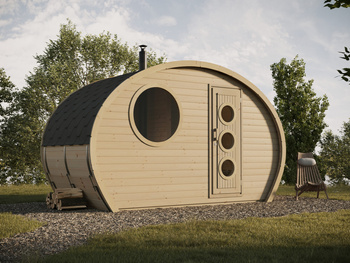 Ovalioji sauna "Frodo 195 Outdoor" 8 asmenims / "Harvia Harvia" elektrinė arba "Harvia" malkinė krosnelė / Aukštos kokybės termiškai apdorota skandinaviška eglė | Wellness | Relax | SPA | Home SPA | Natūrali mediena