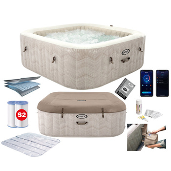 Inflatable Jacuzzi INTEX 28472 – Square SPA, 6-Person, 196 x 71 cm with Hydro Massage and Premium Set