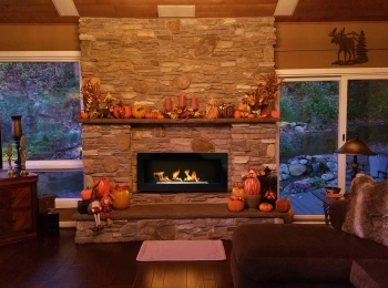 Bioșemineu montat pe perete 900x400 negru lucios - stil și căldură fără fum