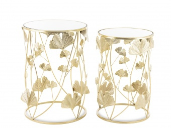 Măsuță metalică - set de 2 în auriu