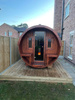 Outdoor Barrel Sauna 250 voor 4 personen / Harvia elektrische of houtkachel / Hoogwaardig Scandinavisch sparrenhout (Thermwood)