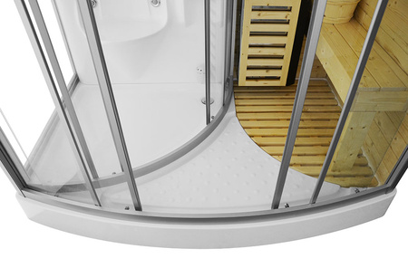 MO-1706 TRIO, sauna sucha, parowa i kabina prysznicowa 165X105X215CM | Elegancki Minimalizm | Naturalne Drewno