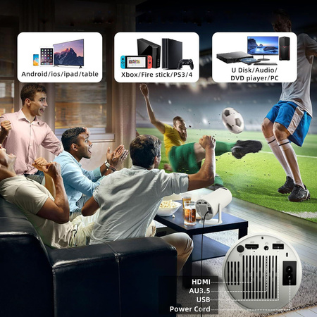 BÆRBAR MINI PROJEKTOR ANDROID 12 WiFi ROTERENDE FULL HD 4K Bluetooth 4D Automatisk Keystone Zenwire R1 360