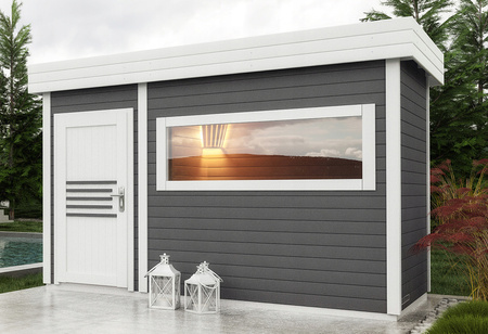 Sauna Ogrodowa Fińska Sucha 350x200 cm | Wellness | Relaks | SPA | Wellness | Relax | SPA | Elegancki Minimalizm | Panoramiczne Szkło