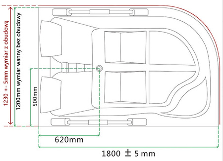 Spaa-vann | Jacuzzi | Venezia 761 | Vasakpoolne |180x120 cm | LED | Ozone