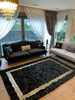 Luxury natural black sheepskin rug - handmade, Versace style