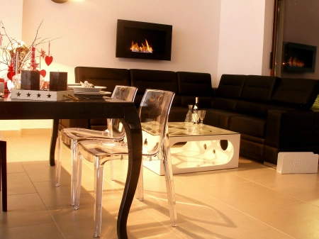 Wiszący Biokominek do zabudowy Inside 900 – czarny / INOX, szkło Antisol