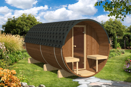 Sauna exterior EDA 400 – sauna premium espaciosa para 6–12 personas con estufa eléctrica o de leña, para familia y amigos