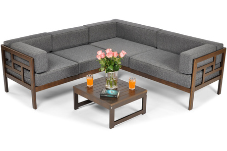 Дървен градински ъгъл EDEN тъмнокафяв/бежов | градински ъгъл, холова гарнитура, комфорт на терасата