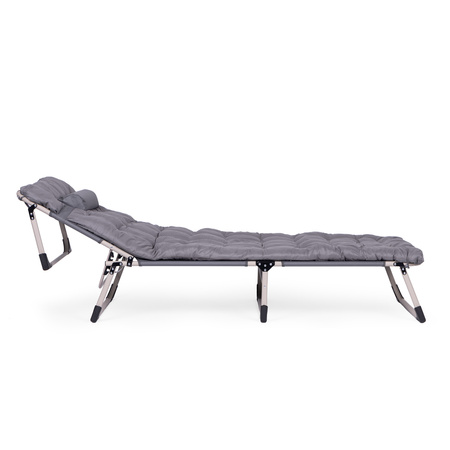 Fishing Garden Lounger | Folding lounger with mattress and cushion for patio or balcony Grey | Garden furniture, relaxation, modern style