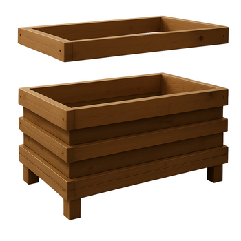 Maceta de jardín de madera hecha a mano 30L - Madera natural, resistente a las condiciones atmosféricas