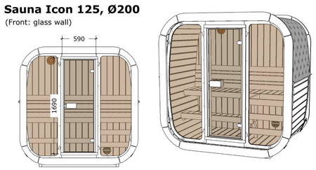 Sauna Icon 125 - Sauna da Giardino Compatta e Moderna / Solo riscaldamento elettrico / Pareti w Thermowood di alta qualità