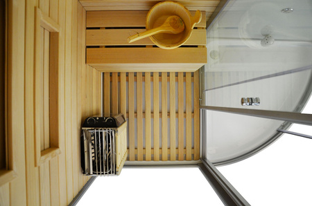 MO-1751W LEFT TRIO - Comprehensive solution: dry sauna, steam sauna, and shower cabin