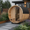 MO-2118 Barrel garden sauna 180 cm × Ø 210 cm - wooden outdoor sauna for the garden for 3-4 people.