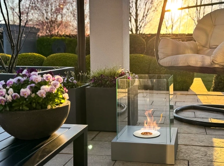 Fristående bioeldstad Sunset Garden grå strukturerad matt