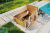 Utendørs sauna Eke 160 for 3–4 personer med Harvia Vega ovn + gratis kosmetikk + sauna tilbehør | finsk badstue | thermowood | Termisk behandlet tre