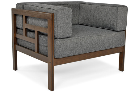 Havestol i træ EDEN mørkebrun/beige | Komfortabel havestol, moderne stil, terrasse og balkon