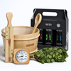 Outdoor sauna ICON 125 for 3-4 people with Harvia Vega stove + cosmetics & accessories