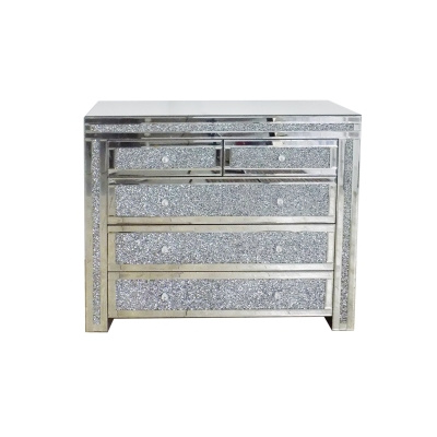 KRISTALI STEKLENA KOMODA SODOBNA KOMPAKTNA MDF 90×80×40