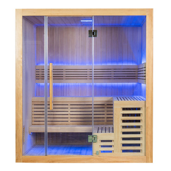 Velká suchá sauna s vařičem HARVIA 6 kW | Panoramatické sklo | Přírodní dřevo