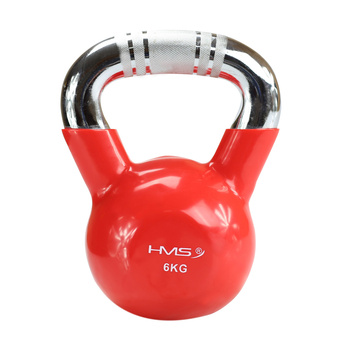 Κόκκινη λαβή χρώμιο κομμένο Kettlebell Χυτοσίδηρο HMS