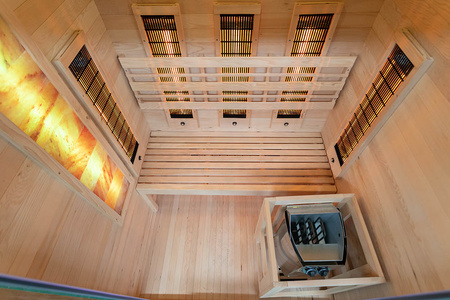 MO-EA2R-M COMBO Sauna infrarroja/finlandesa con calentador HARVIA de 3,5 kW y piedra de sal | Wellness | Relax | SPA | Relajación de Lujo | Minimalismo Elegante