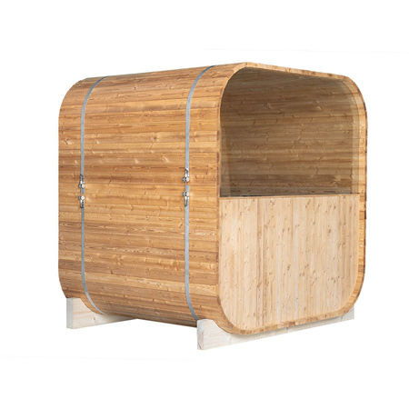 MO-2118 SQUARE sodo pirtis 210x180x210 cm - moderni lauko pirtis sode, eglės mediena, poilsiui ir sveikatingumui