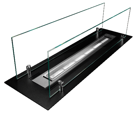 Innebygd biopeisinnsats 65 cm – svart med glass | Moderne design