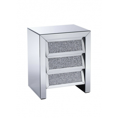 Vitrine en verre avec cristaux – transparente (45×66×35 cm)