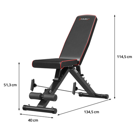 L1217 ADJUSTABLE EXERCISE BENCH WITH HMS CABLES