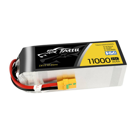 Bateria Tattu 11000mAh 22.8V HV 25C 6S1P Lipo Pack com conetor XT90-S (anti-faísca)
