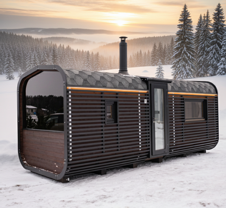 Luksusowa Nowoczesna Sauna Zewnętrzna Cube Premium Plus Do Ogrodu Z Widokiem Panoramicznym Całoroczna