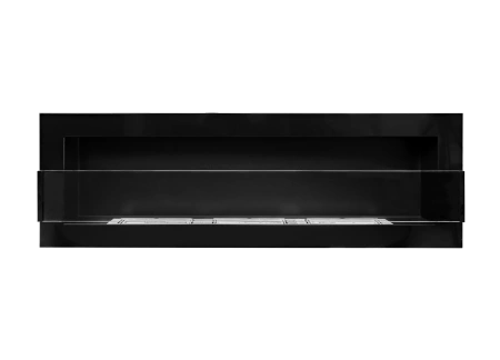 Hængende biopejs med glas 1200×400 – elegant sort højglans til dit hjem