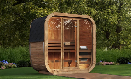 Sauna Icon 125 - Kompakt og Moderne Havesauna/ Kun elektrisk opvarmning / Højkvalitets Thermowood-væg
